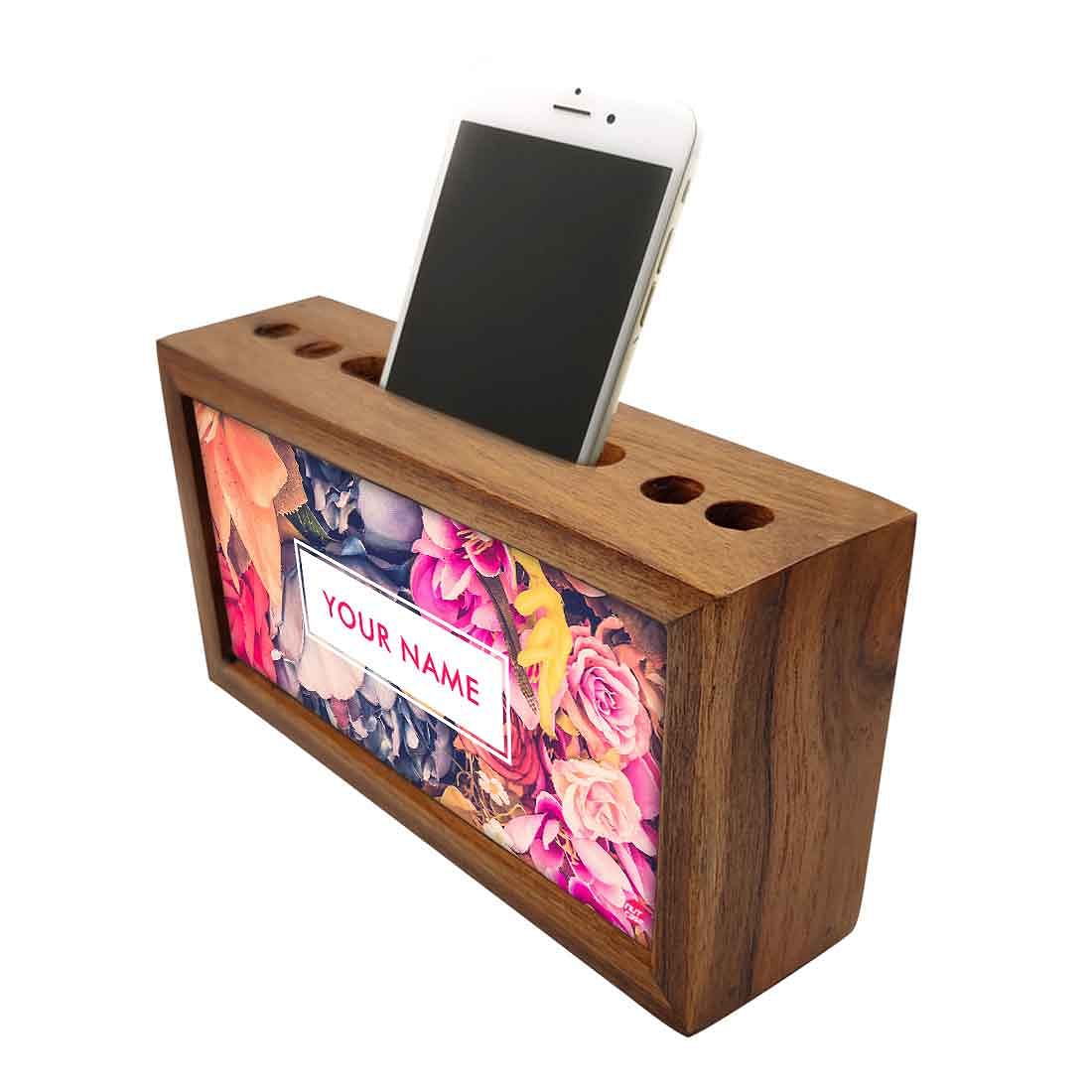 Custom Wooden desktop storage drawers - Colorful Roses - Image 3