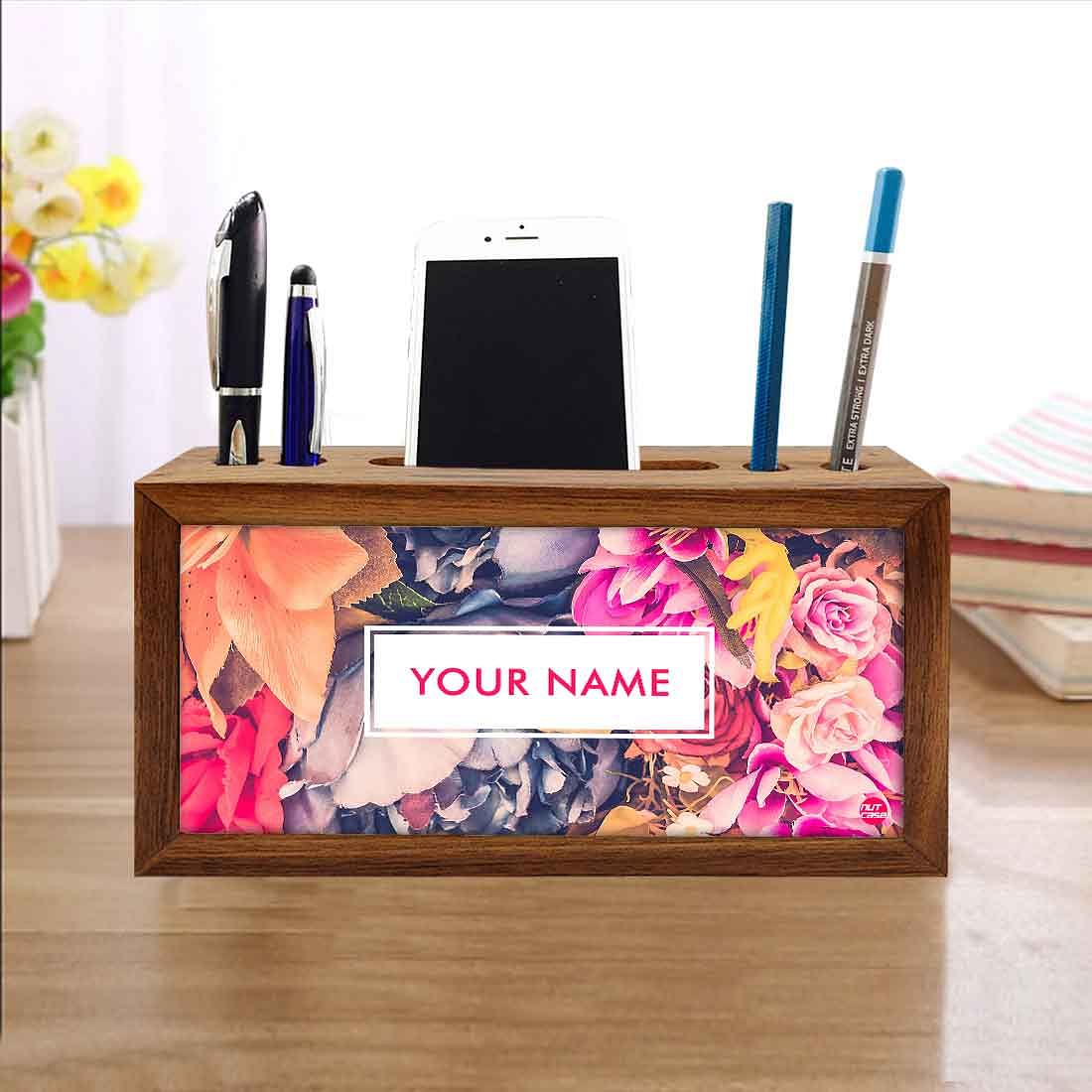 Custom Wooden desktop storage drawers - Colorful Roses - Image 4