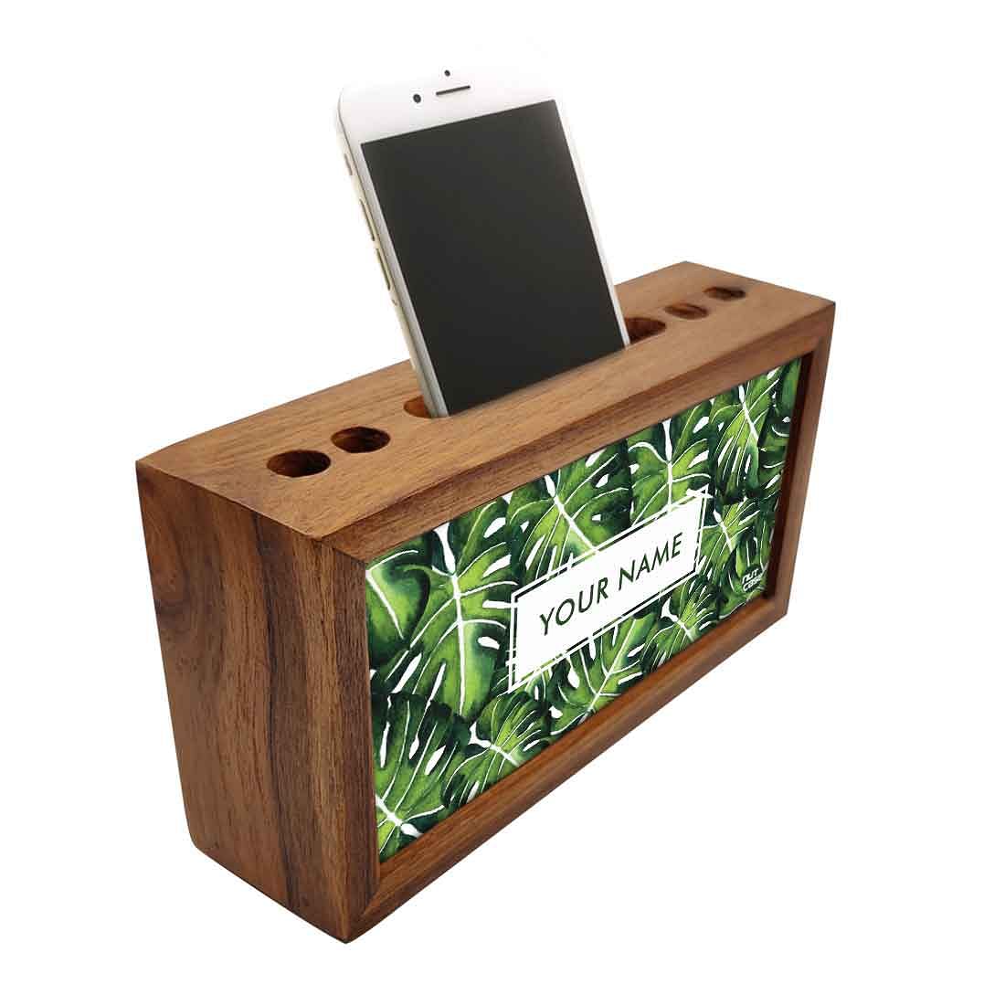 Personalized Wooden pencil organizer - Monstera Plants - Image 2