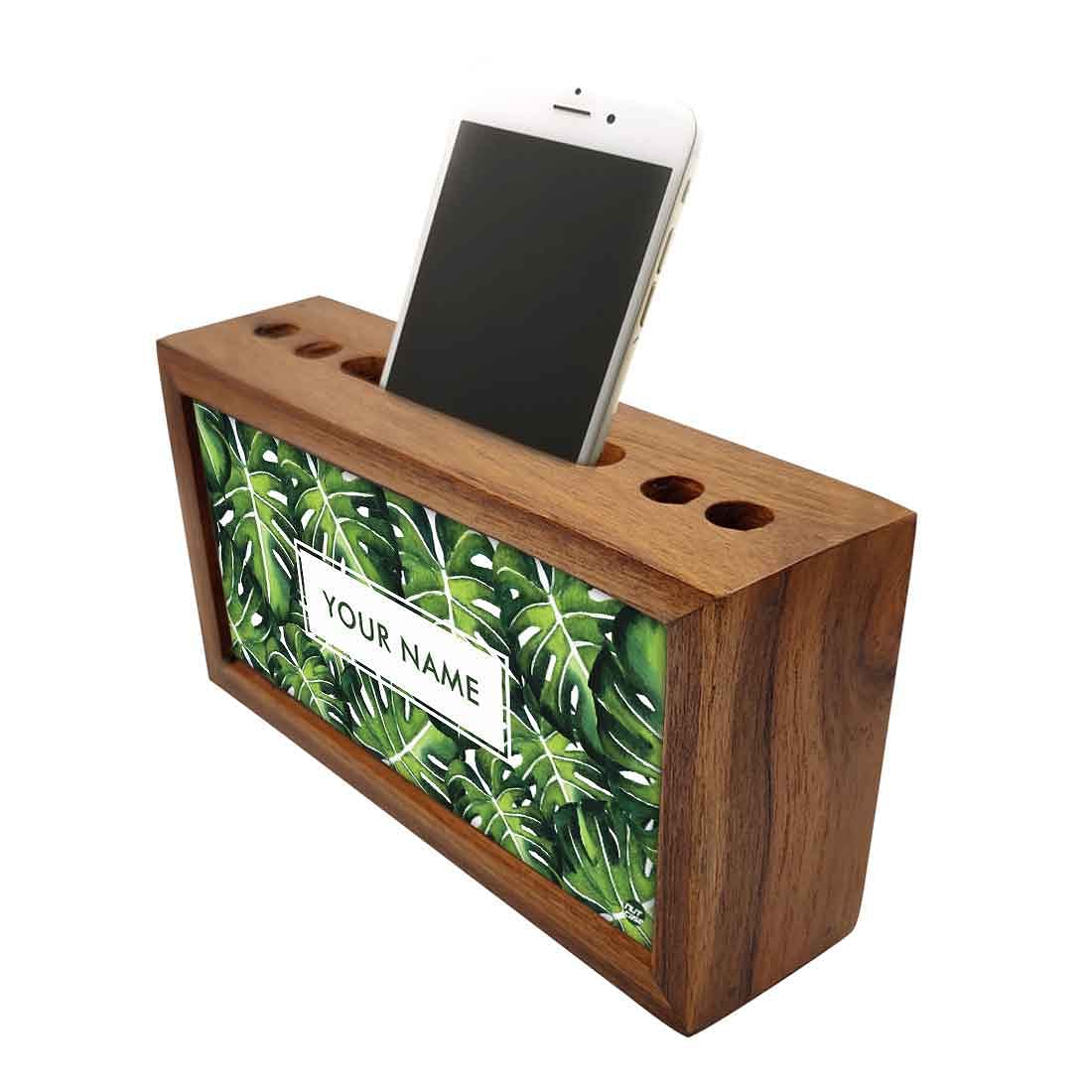 Personalized Wooden pencil organizer - Monstera Plants - Image 3