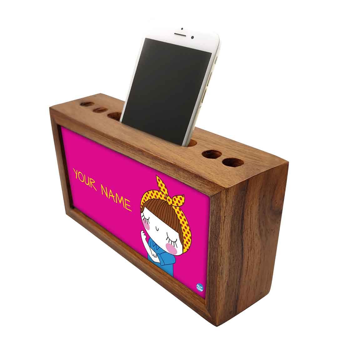 Personalized Desk Organizer tray Wood - Girl Power - Image 3
