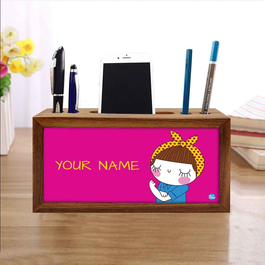 Personalized Desk Organizer tray Wood - Girl Power - Image 4