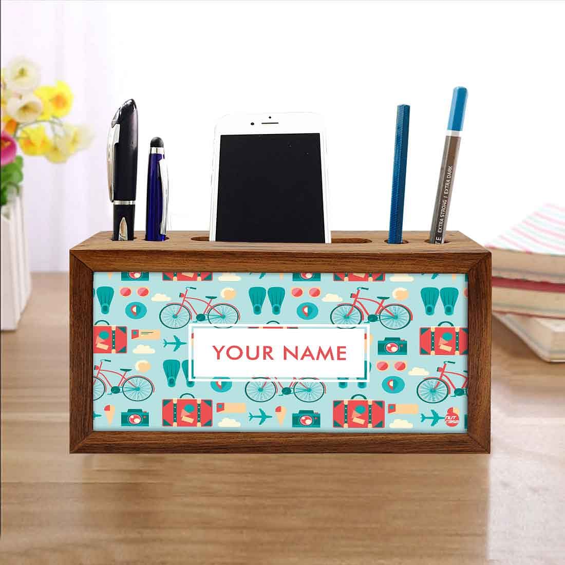 Personalized Wooden desk organizer - Cycle - Image 4