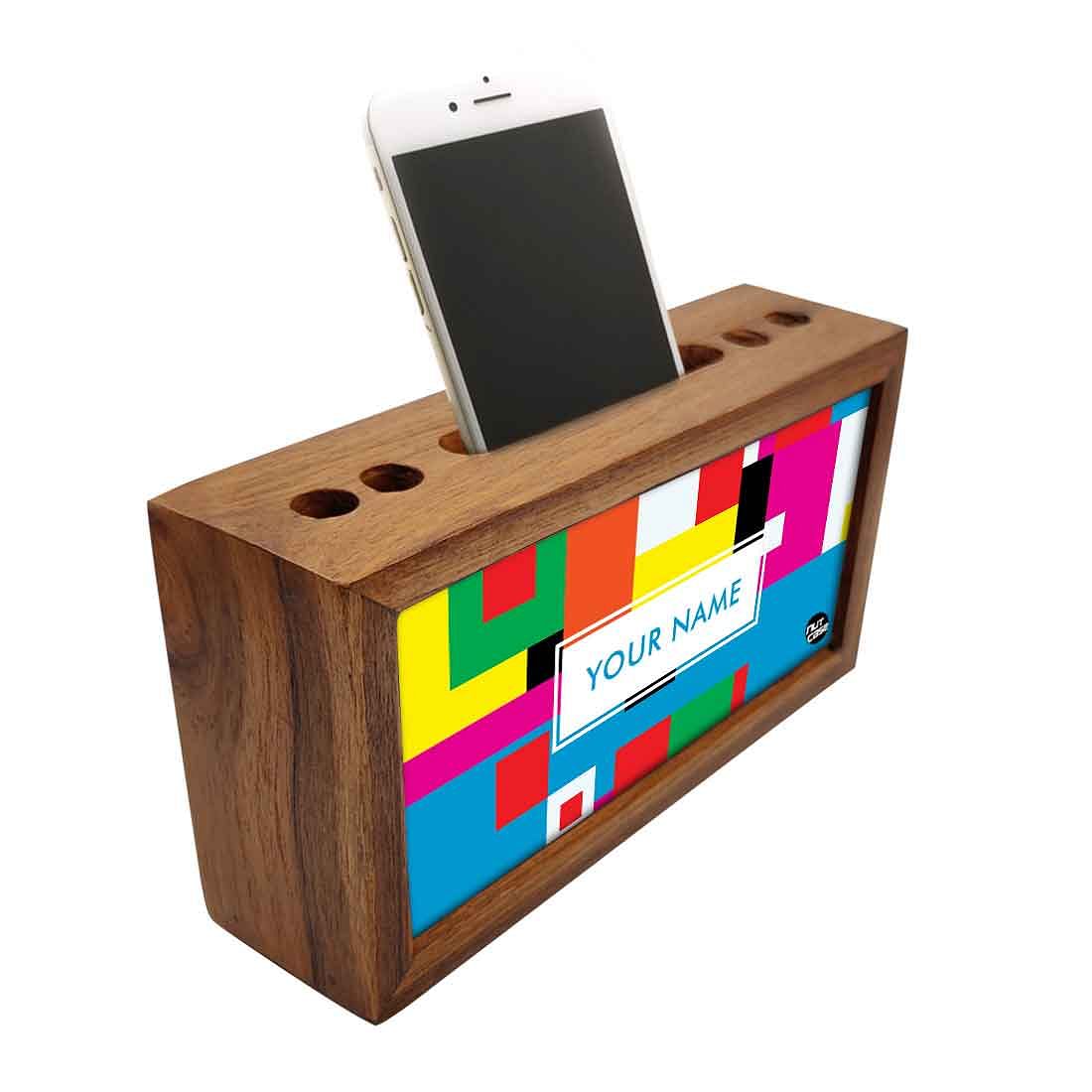 Personalized Wooden desk organizer tray - Blocks of Color - Image 2