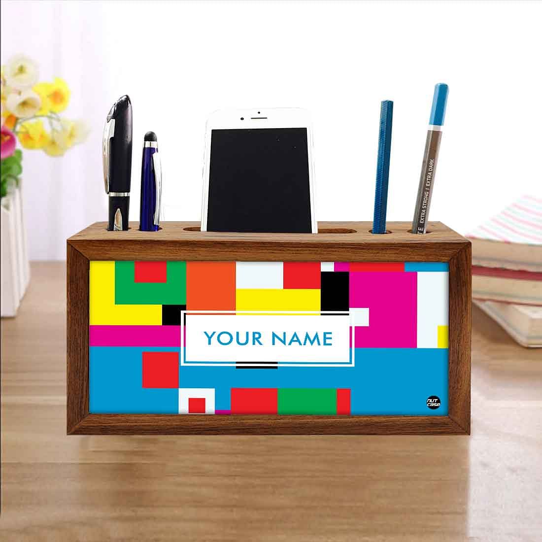 Personalized Wooden desk organizer tray - Blocks of Color - Image 4