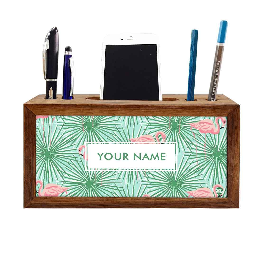 Custom-Made Wooden desk caddy - Flamingo