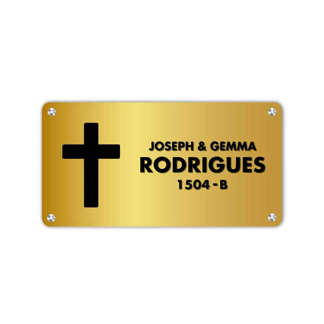 Personalised Acrylic Name Plate with Cross Golden Silver Nameplates for House - 16x7” - Image 3