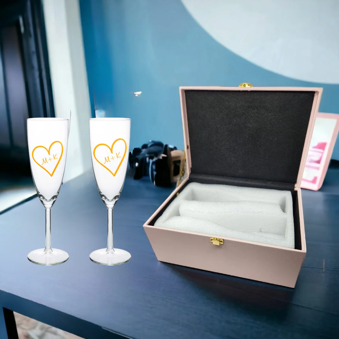 Personalised Champagne Glasses Flute Glass Set of 2 Anniversary Gift Idea - Sweethearts - Image 3