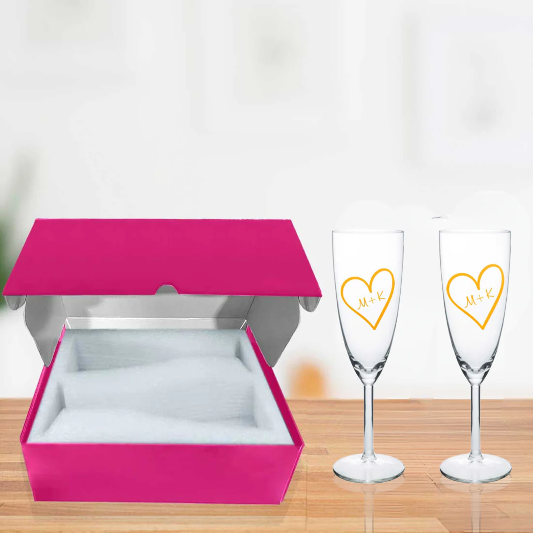 Personalised Champagne Glasses Flute Glass Set of 2 Anniversary Gift Idea - Sweethearts - Image 4