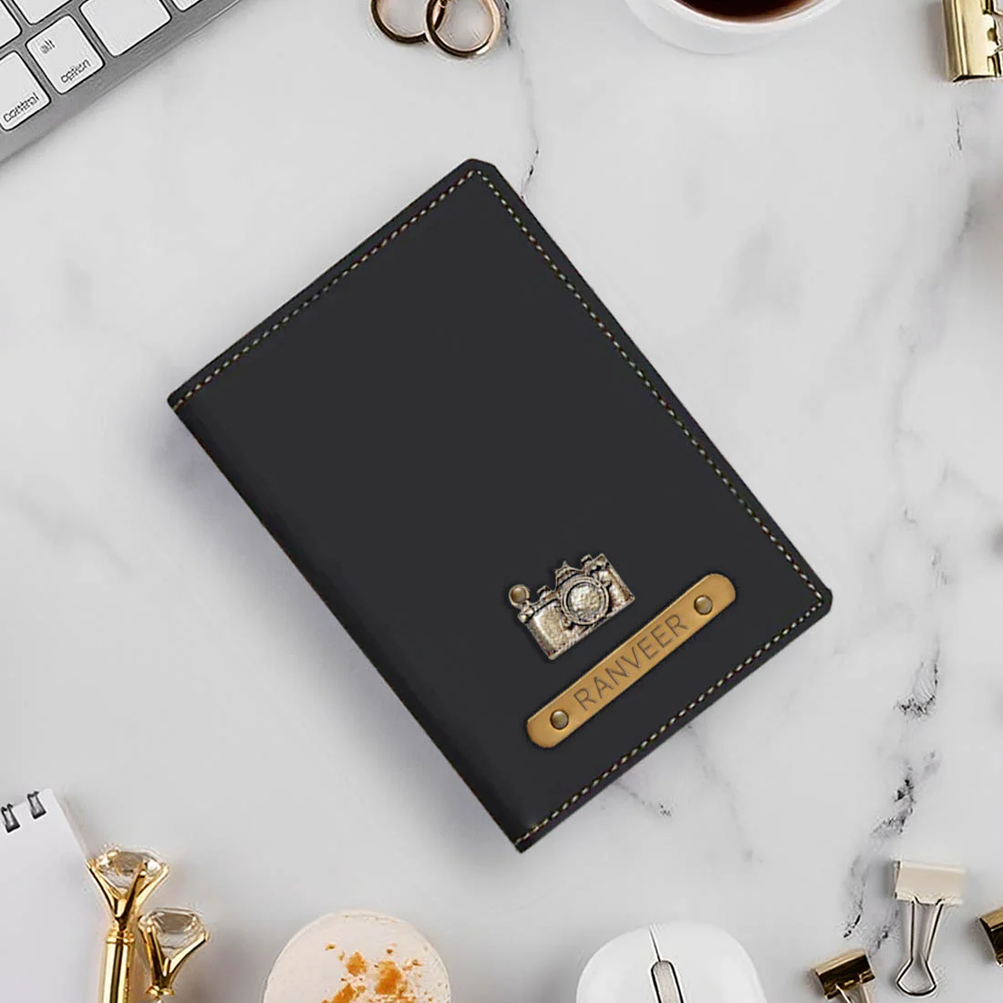 Customized Travel Wallet Passport Cover with Charm - Camera - Image 2