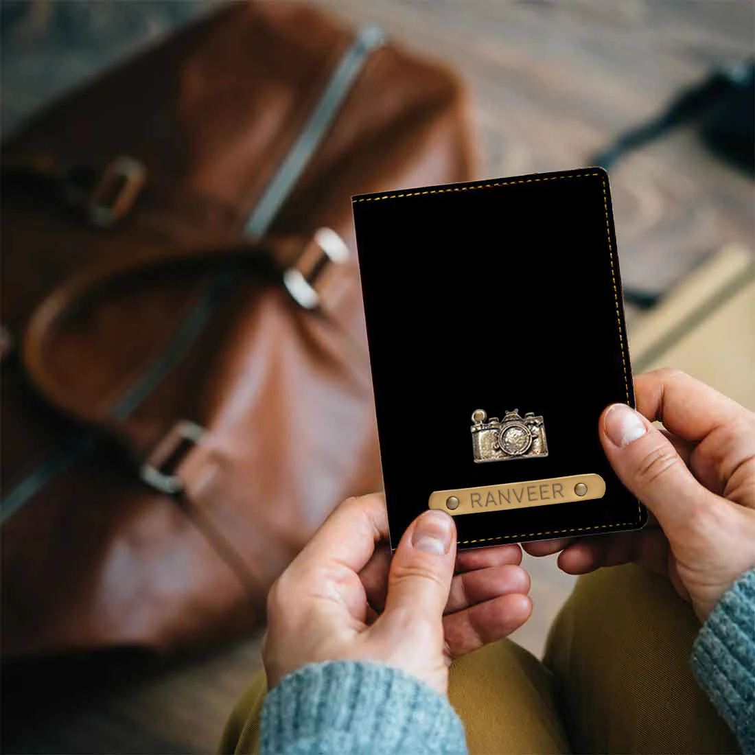 Customized Travel Wallet Passport Cover with Charm - Camera - Image 9