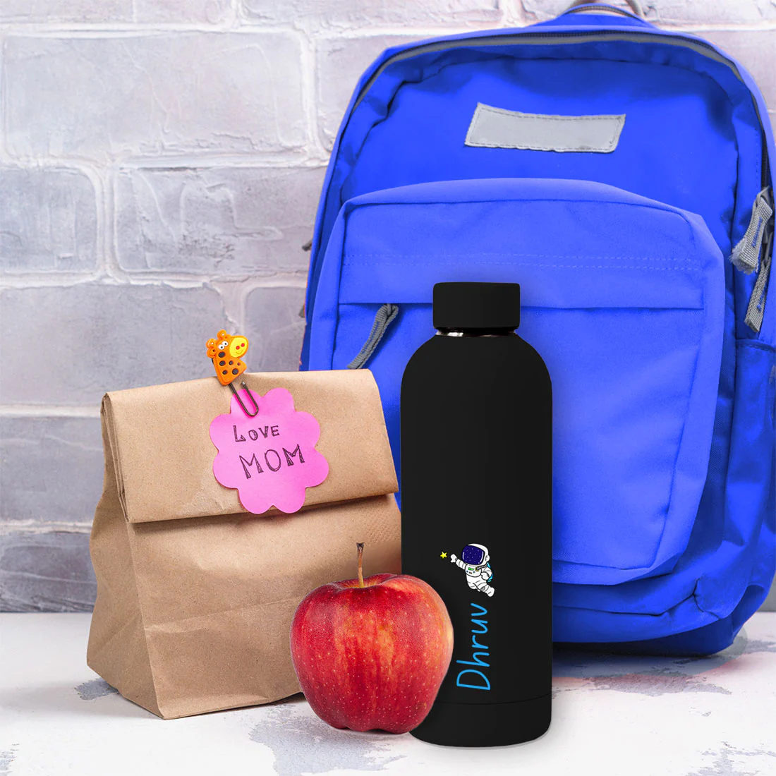 Personalised Childrens Bottles with Name-Double Insulated Bottle for Travel, Shool, Home BPA Free, Leakproof - Astronaut Design - Image 8