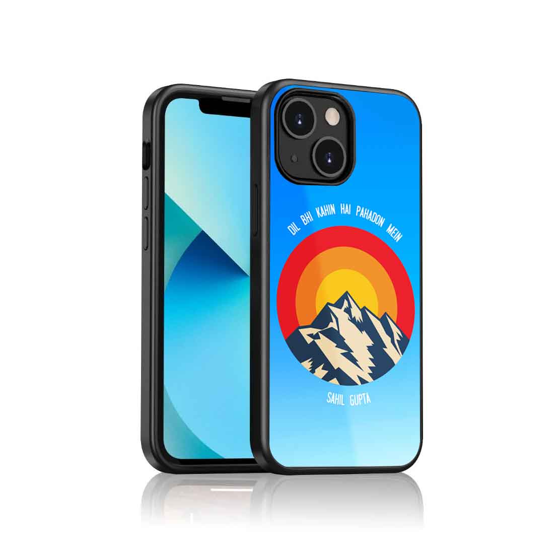 Personalised iPhone 13 Case Back Mobile Cover Design With Name - Adventure Mountains
