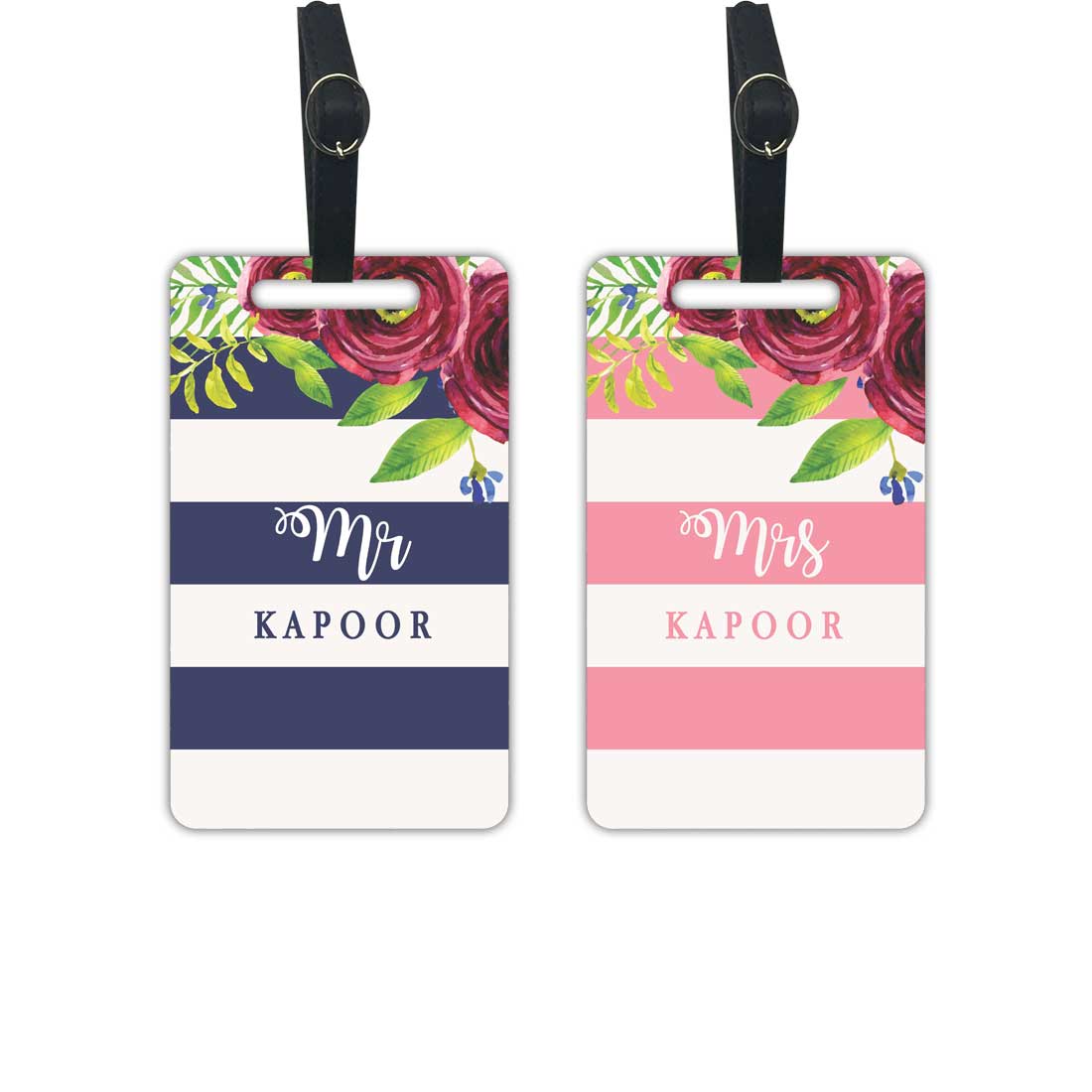 Personalised Luggage Tags for Couple - Mr & Mrs Suitcase Luggage Tags - Set of 2 - Image 2