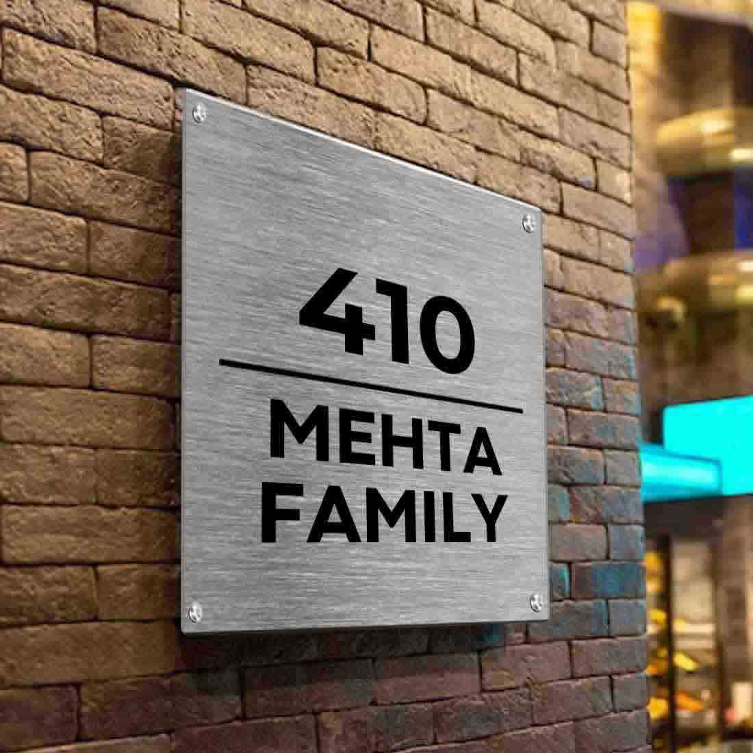 Personalised Metal Square Name Plate for House Outdoor Name Board