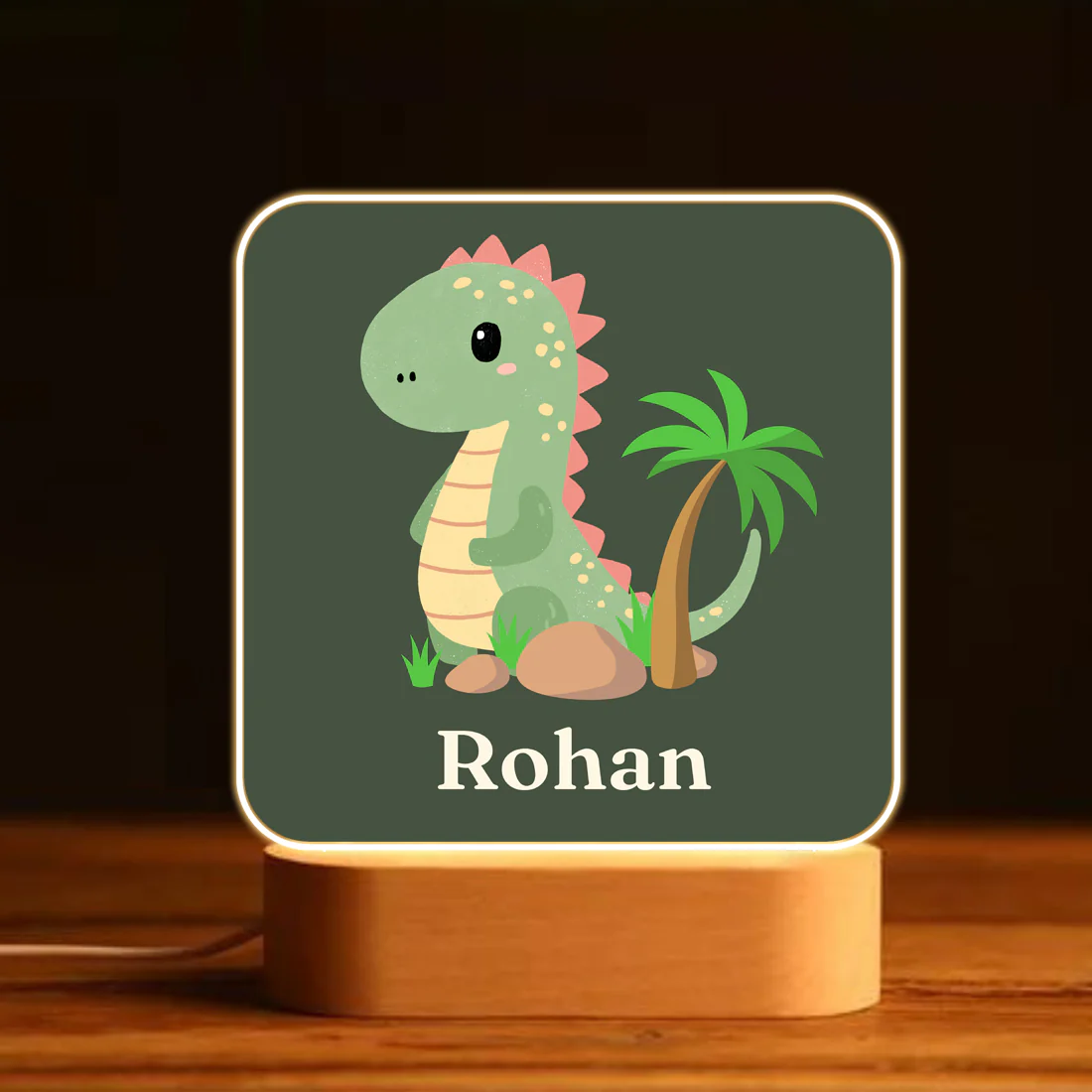 Personalised Night Led Lamp for Kids Room Custom Night Light - Dinosaur