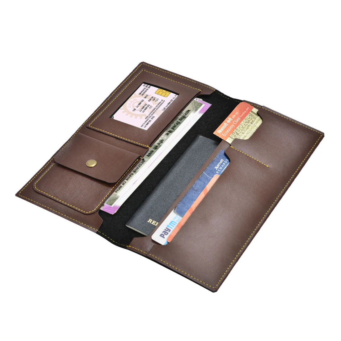 Leather Passport Wallet Case Personalised Travel Organizer - Circle Initials - Image 3