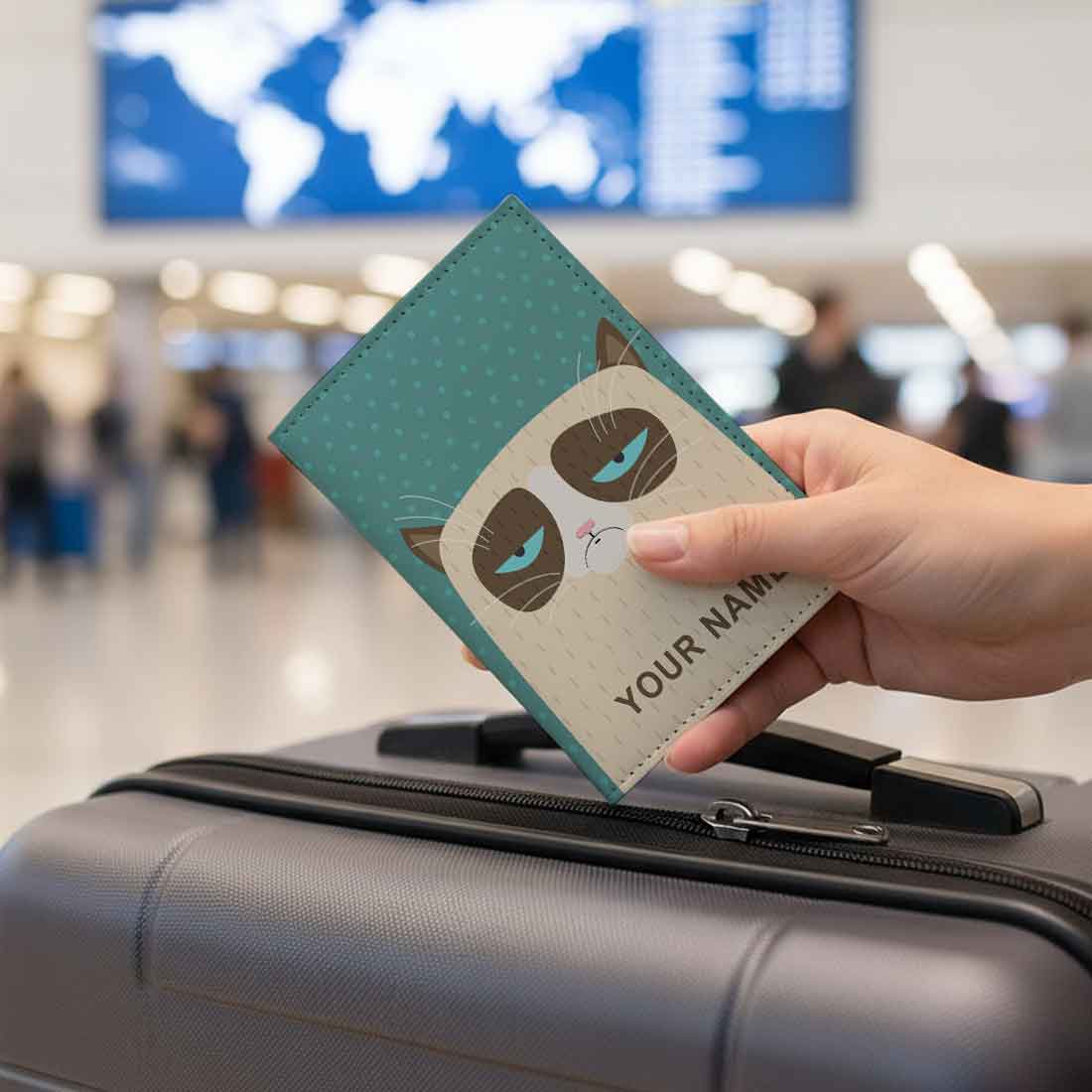 Cute Customized Passport Cover -  Grumping Cat - Image 3