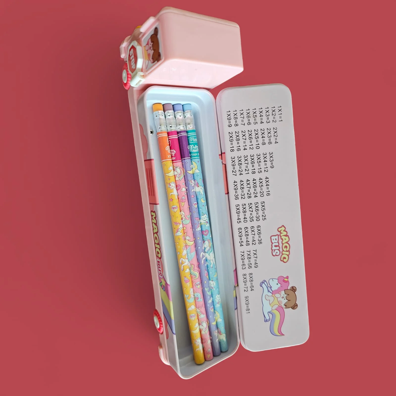 Personalised Pencil Box for Kids Magic Bus with Built-in Sharpener - Image 4