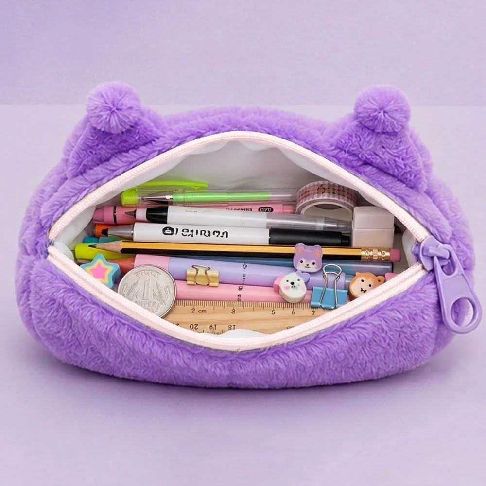 Personalised Pencil Pouch with 3D Ears & Custom Name | Birthday Gift for Kids | Plush Faux Fur - Image 10