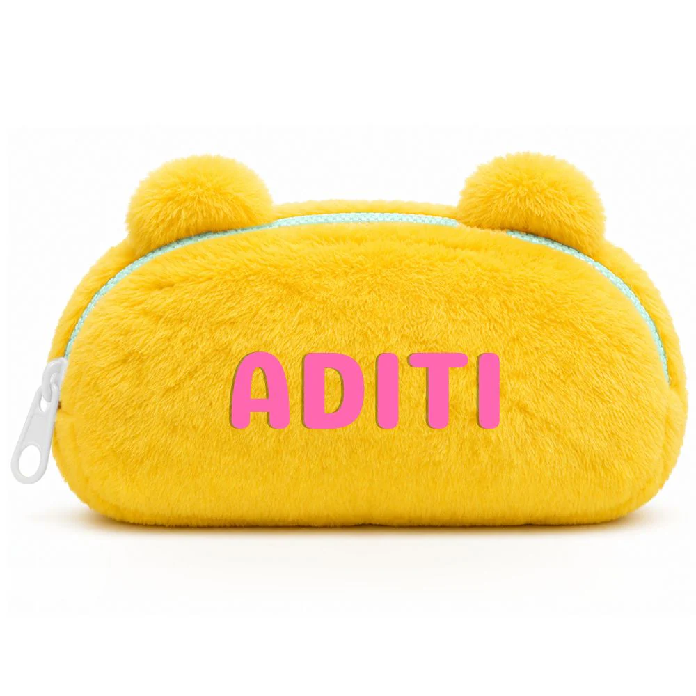 Personalised Pencil Pouch with 3D Ears & Custom Name | Birthday Gift for Kids | Plush Faux Fur - Image 17