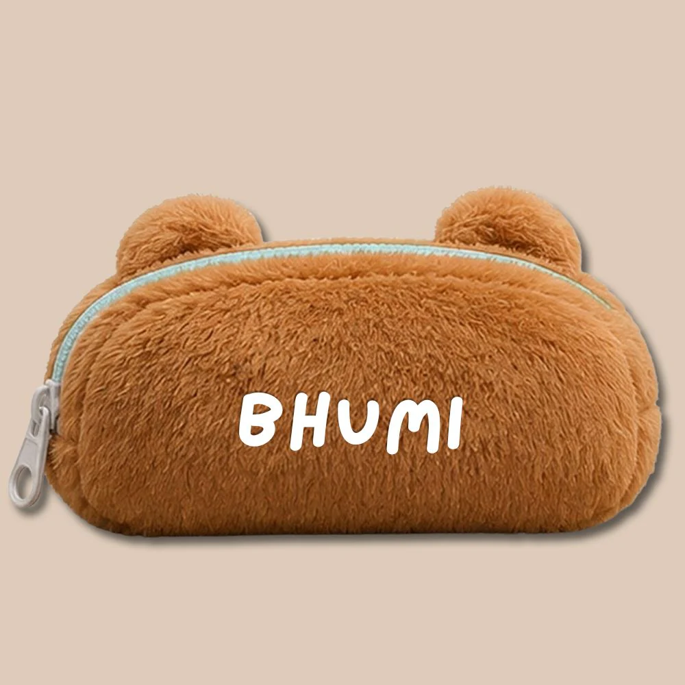 Personalised Pencil Pouch with 3D Ears & Custom Name | Birthday Gift for Kids | Plush Faux Fur - Image 4