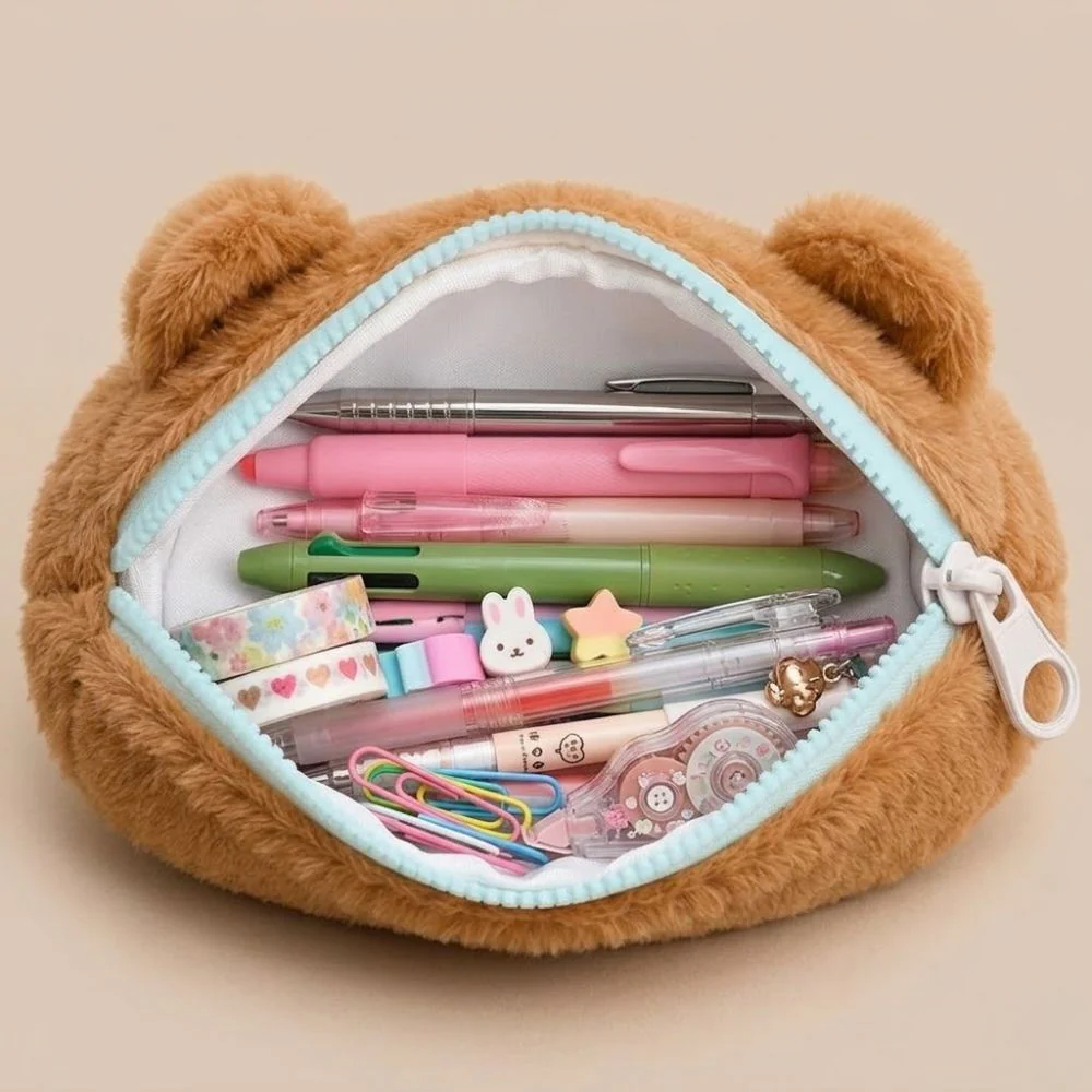 Personalised Pencil Pouch with 3D Ears & Custom Name | Birthday Gift for Kids | Plush Faux Fur - Image 5