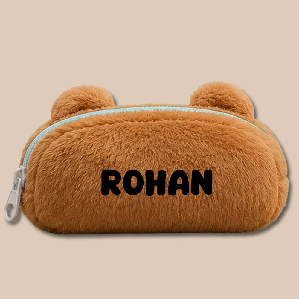 Personalised Pencil Pouch with 3D Ears & Custom Name | Birthday Gift for Kids | Plush Faux Fur - Image 8