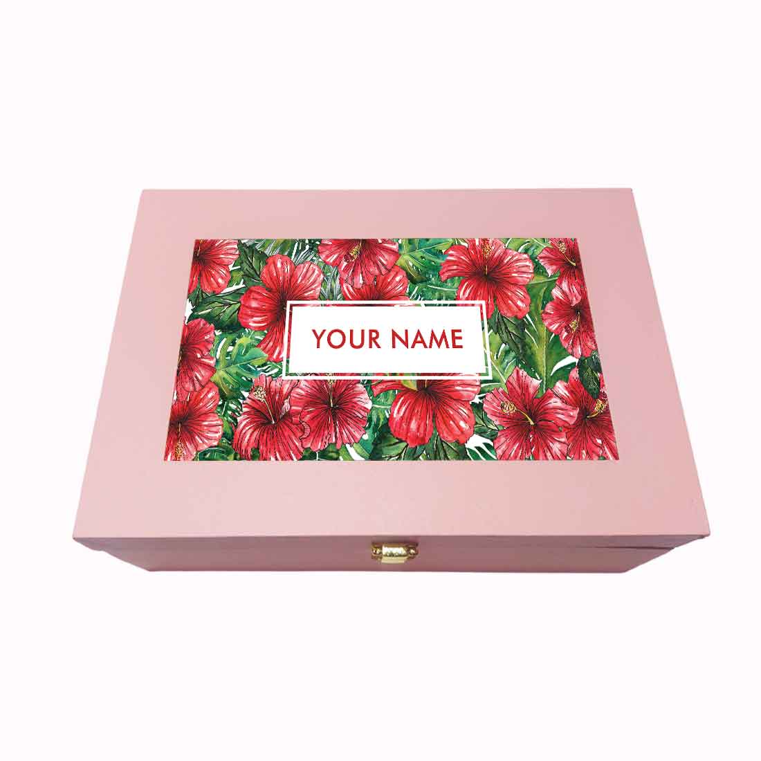 Personalized Best Gift Boxes Vegan Leather Box for Men Women - Hibiscus - Image 2