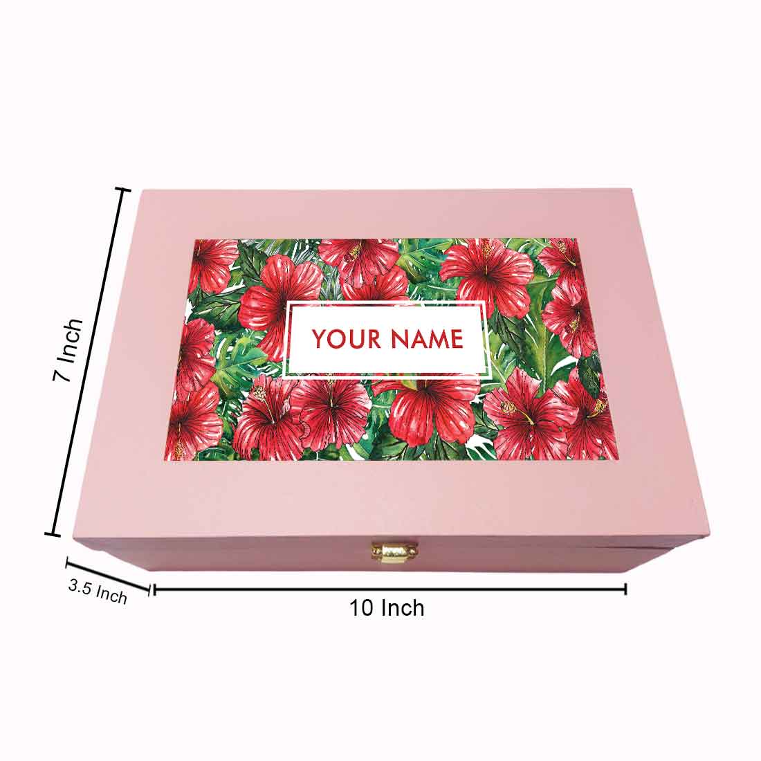Personalized Best Gift Boxes Vegan Leather Box for Men Women - Hibiscus - Image 6
