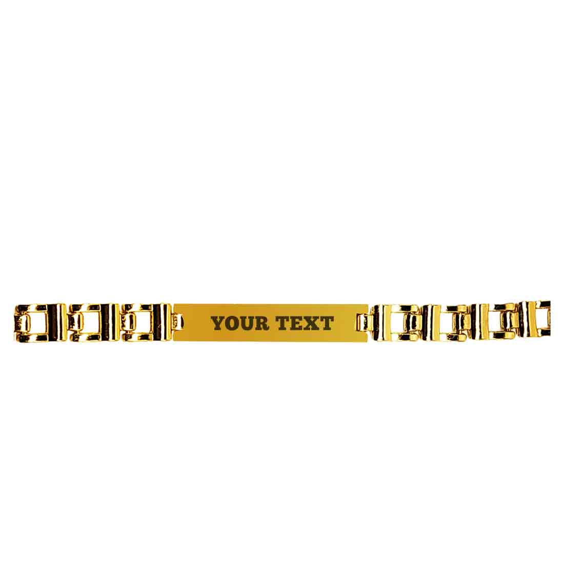 Personalised Rakhi For Brother: Custom Stylish Metal Bracelet Rakhi -Black Rhodium/Gold Plated With Customized Text - Image 8