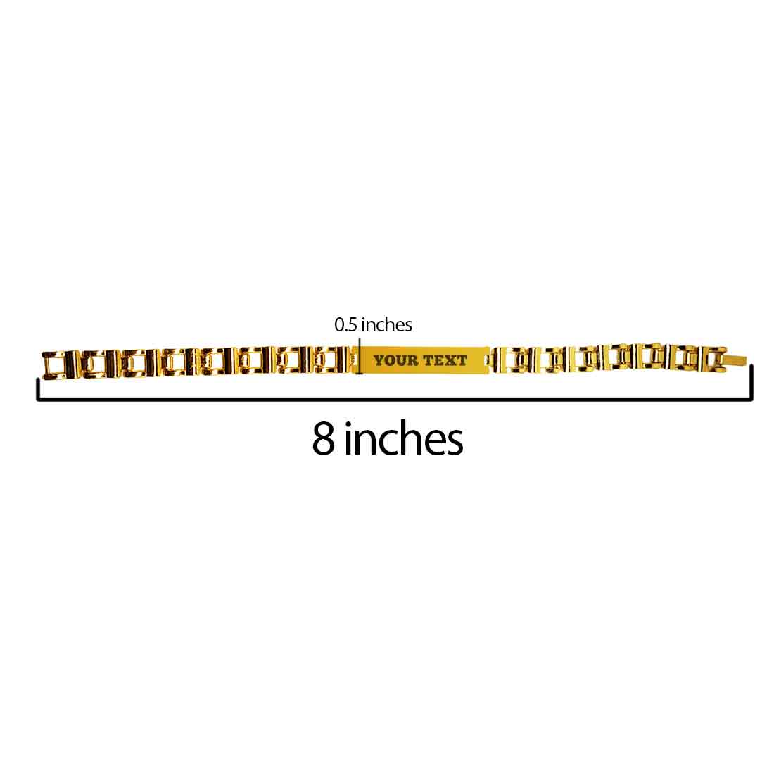 Personalised Rakhi For Brother: Custom Stylish Metal Bracelet Rakhi -Black Rhodium/Gold Plated With Customized Text - Image 9