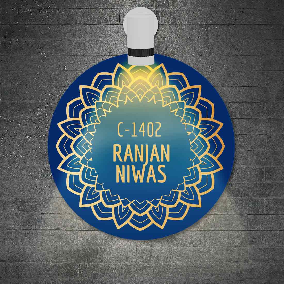 Custom Name Plates for House & Office Outdoor Decor - Blue Symmetry