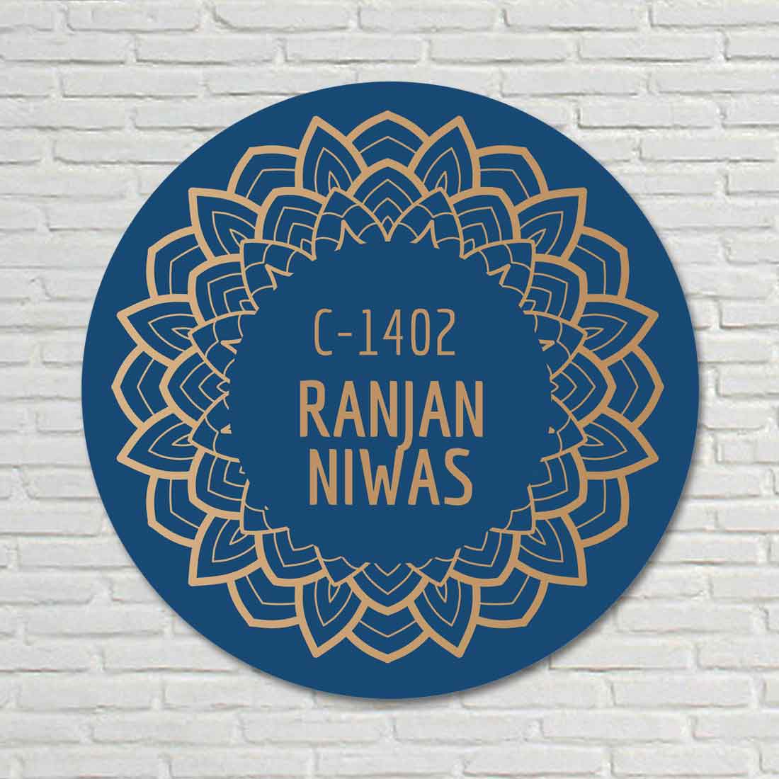 Custom Name Plates for House & Office Outdoor Decor - Blue Symmetry - Image 2