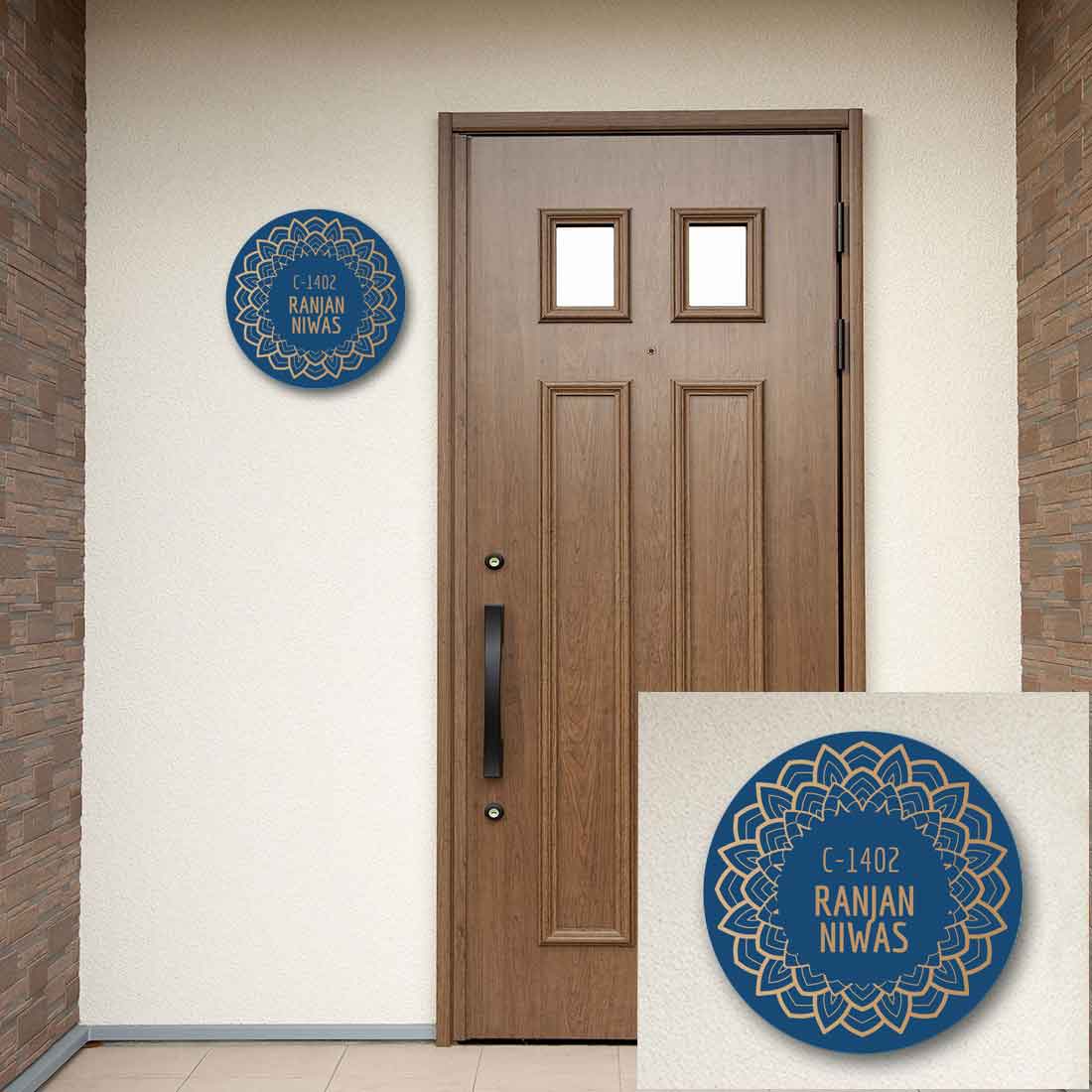 Custom Name Plates for House & Office Outdoor Decor - Blue Symmetry - Image 3
