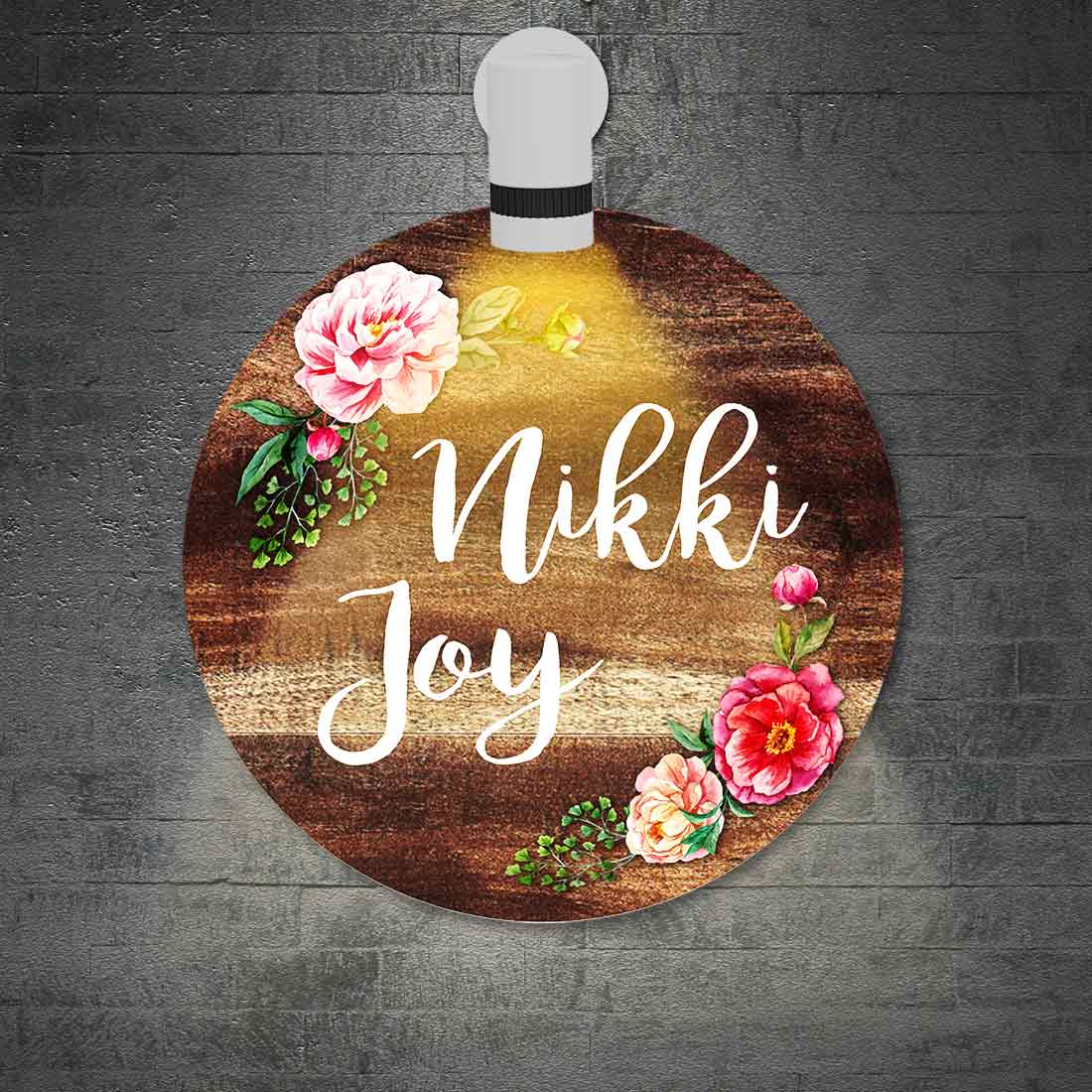 Personalized Door Round Name Plate for Home Flats Bungalow - Classic Floral - Image 3