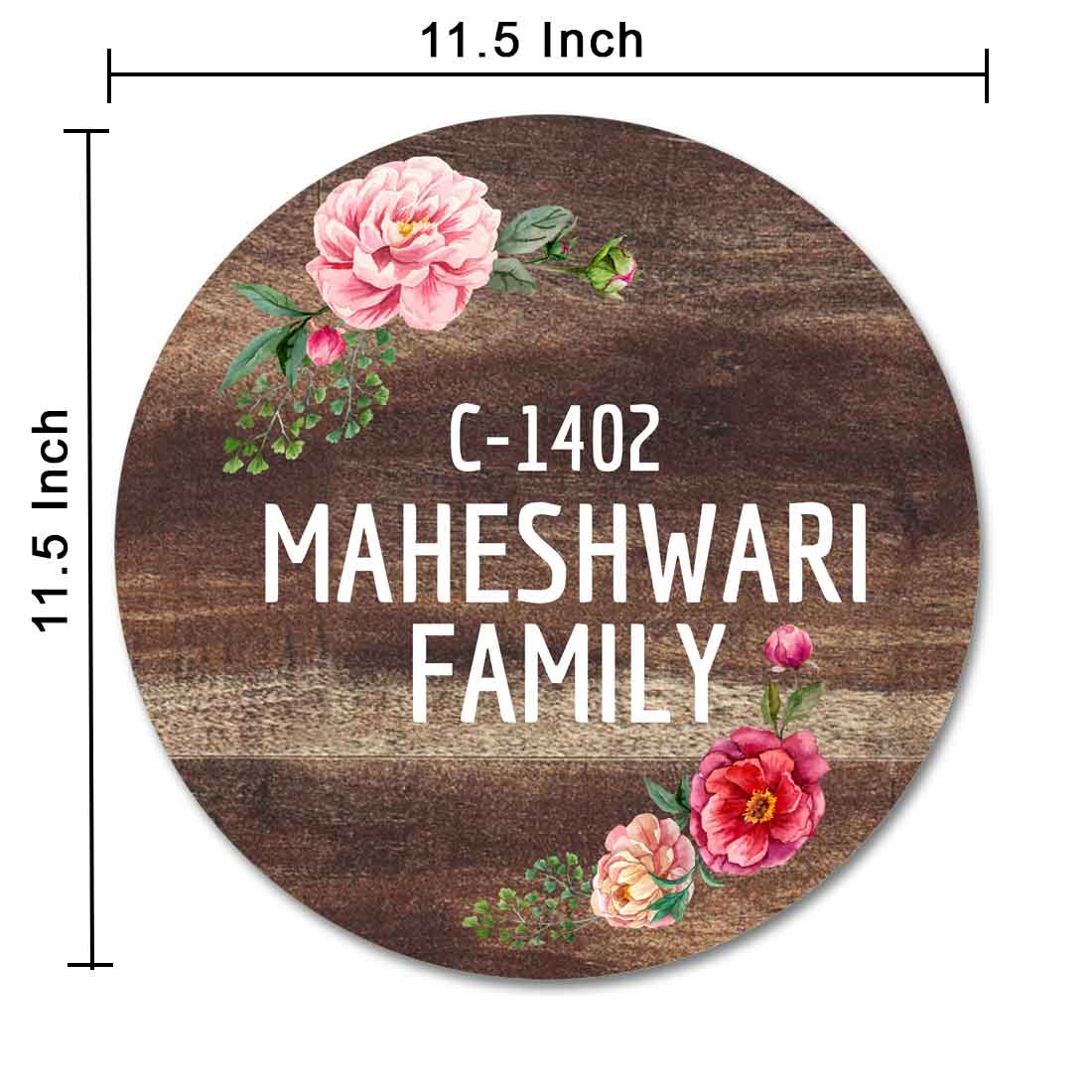 Personalized Door Round Name Plate for Home Flats Bungalow - Classic Floral - Image 5