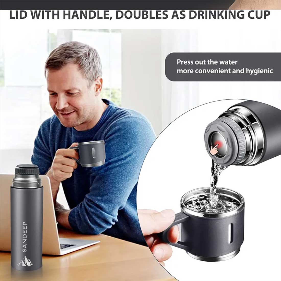 Personalised Tea Flask Thermos With 2 Cups Set - Mountain - Image 26