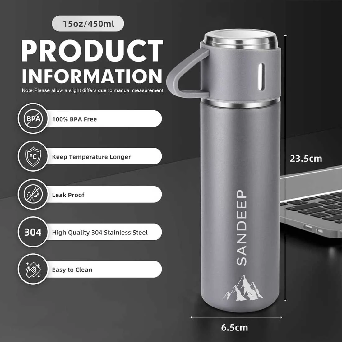 Personalised Tea Flask Thermos With 2 Cups Set - Mountain - Image 27