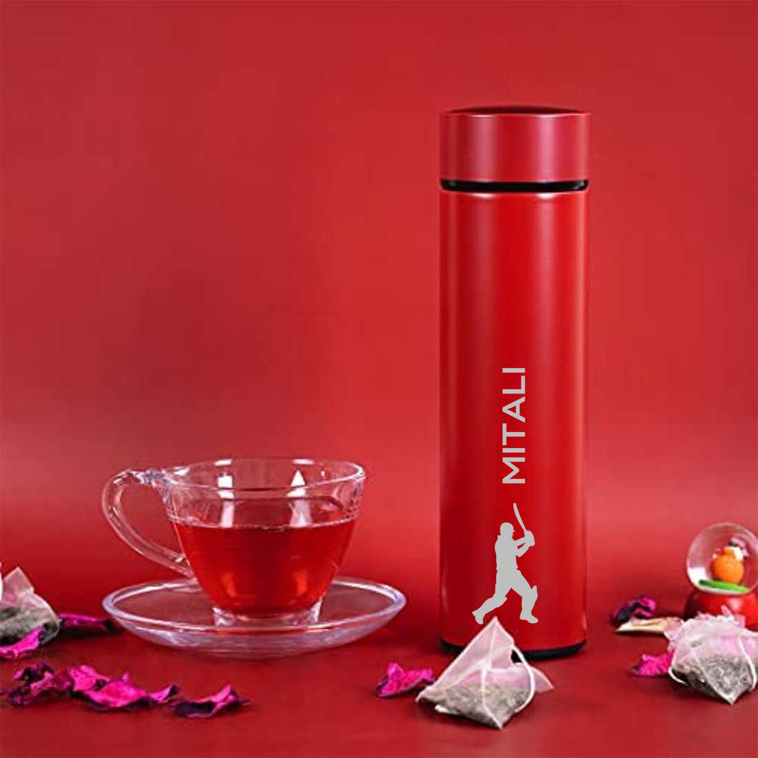 Custom Thermos Vacuum Flask with Temperature Display for Boys 500ml - Cricket - Image 2