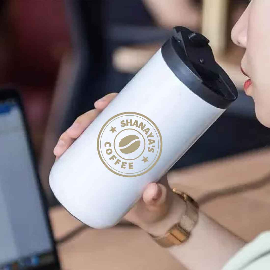 Personalised Tea Travel Mug with Lid Name Engraved Stainless Steel Flask (400ML) - Image 10