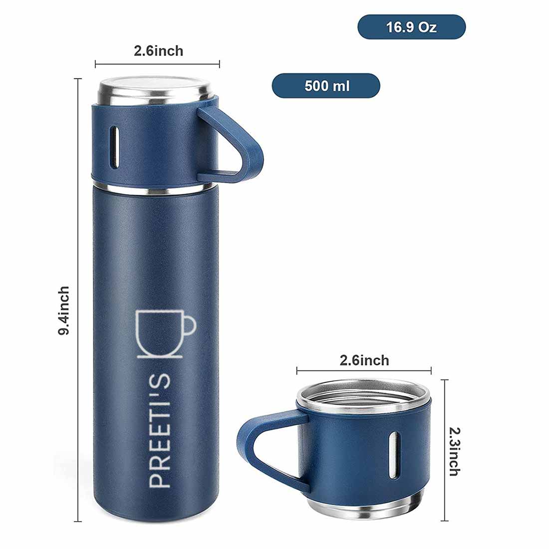 Personalised Thermos Cup Set Travel Coffee Tea Mug Flask Gift Box With Name - Image 35