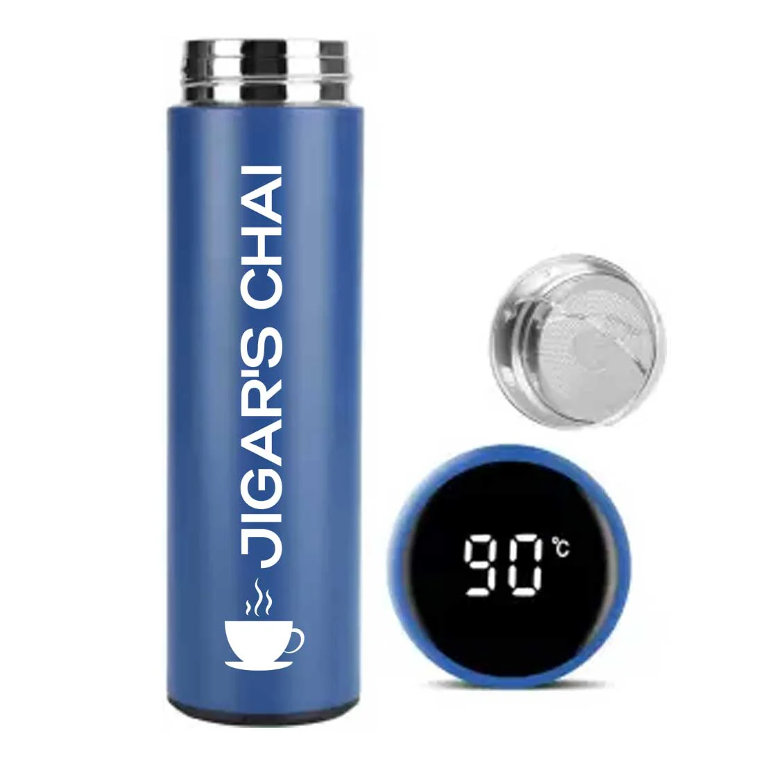 Blue Personalised Thermos Flask For Tea With Temperature Display - Chai Lovers - Image 2