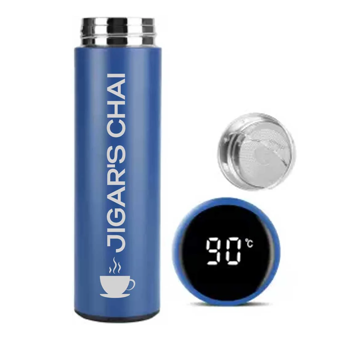 Blue Personalised Thermos Flask For Tea With Temperature Display - Chai Lovers - Image 4