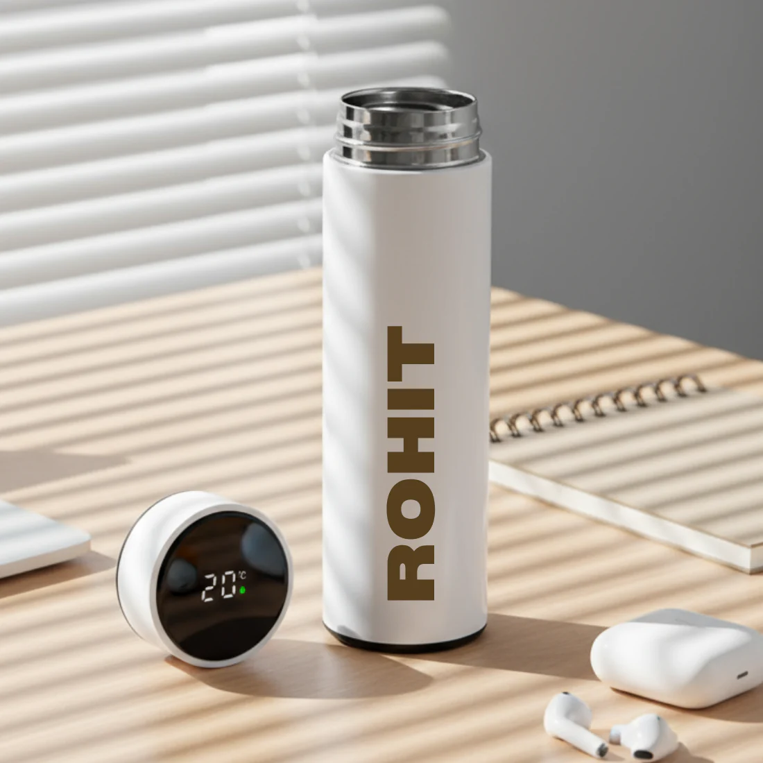 Personalised Thermos Flask for Tea Coffee with Temperature Display- Red - Image 13