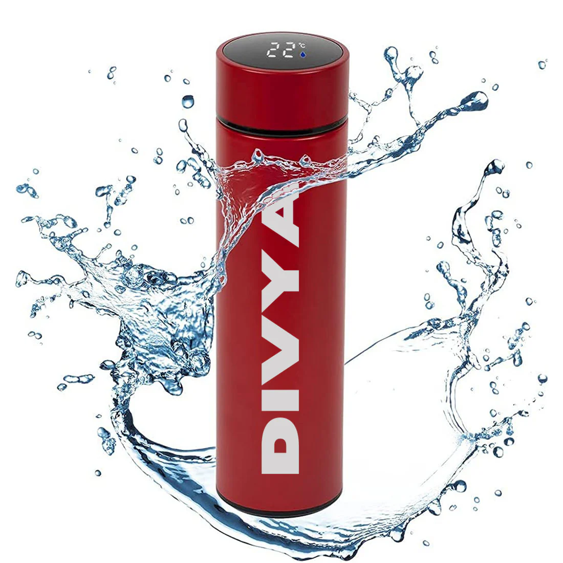Personalised Thermos Flask for Tea Coffee with Temperature Display- Red - Image 3