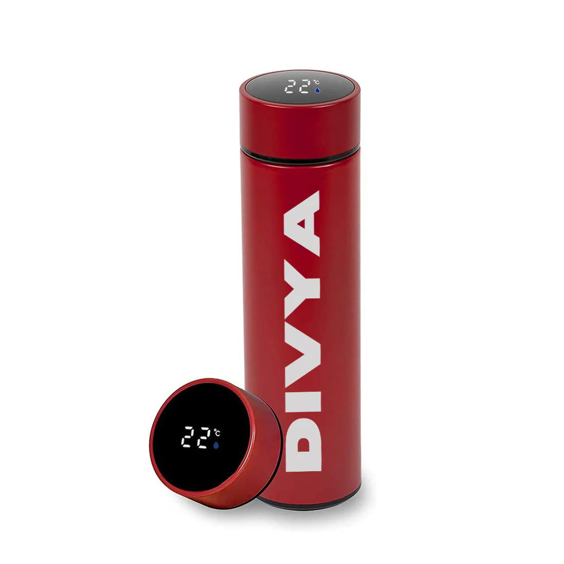 Personalised Thermos Flask for Tea Coffee with Temperature Display- Red - Image 8