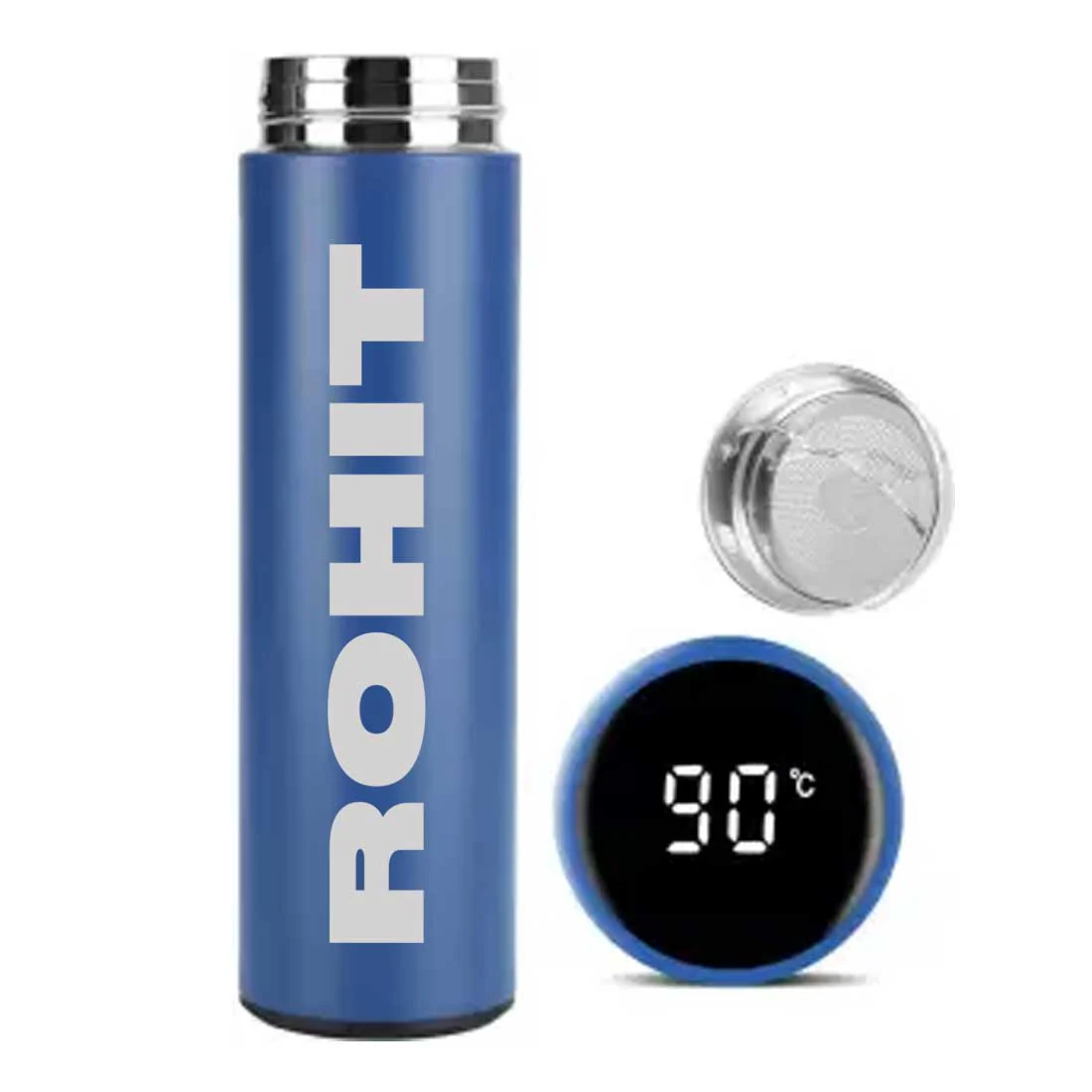 Blue Personalised Thermos Flask With Temperature Display - Add Name - Image 2