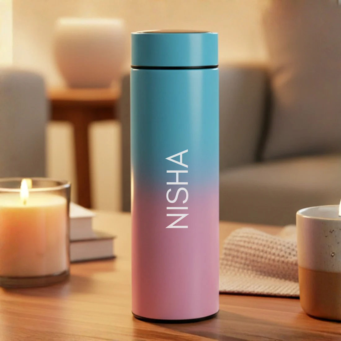 Personalised Thermos Flask with Temperature Display- 500ml Insulated Bottle - Image 3