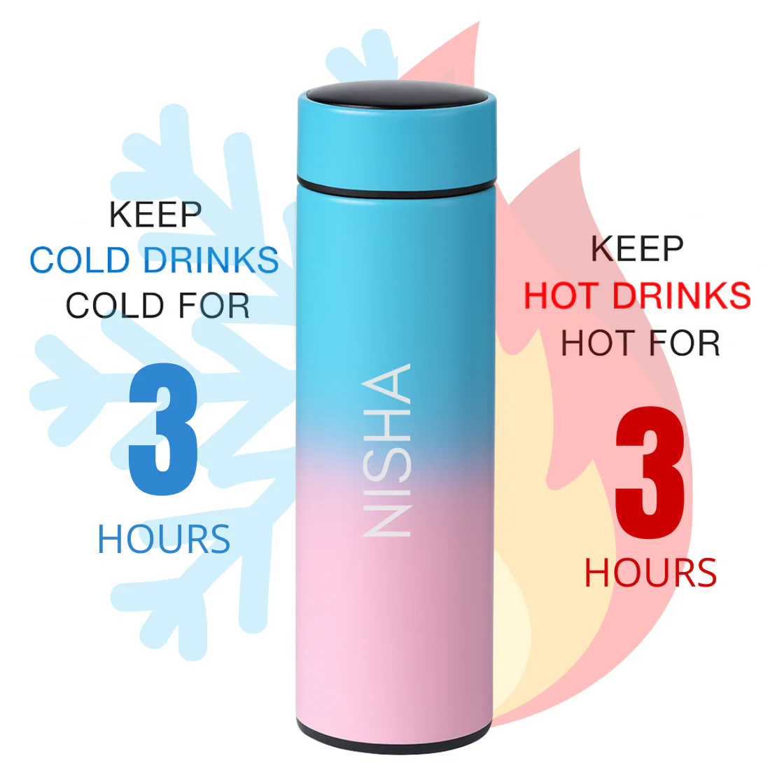 Personalised Thermos Flask with Temperature Display- 500ml Insulated Bottle - Image 5